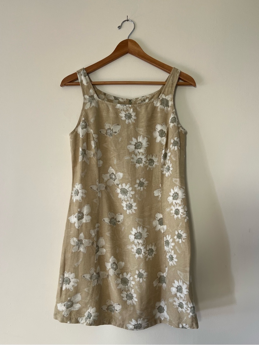 J. Crew 90s Beige Floral Sleeveless Mini Dress